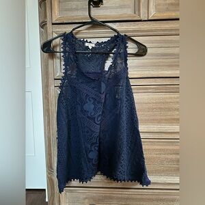 Eyeshadow Navy Lace Tank Top